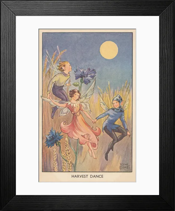 Framed Print : Fairyland. Harvest Dance. Fairies dancing in a cornfield under a full moon Framed Print : Fairyland. Harvest Dance. Fairies dancing in a cornfield under a full moon