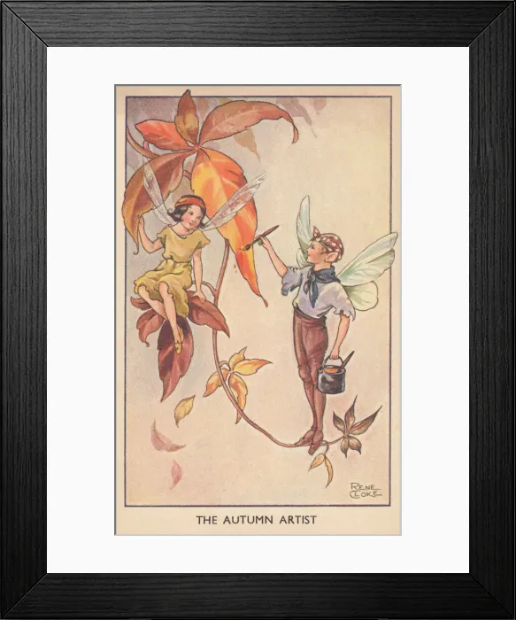 Framed Print : Fairyland. An Autumn Artist. A fairy painting the autumn leaves brown Framed Print : Fairyland. An Autumn Artist. A fairy painting the autumn leaves brown