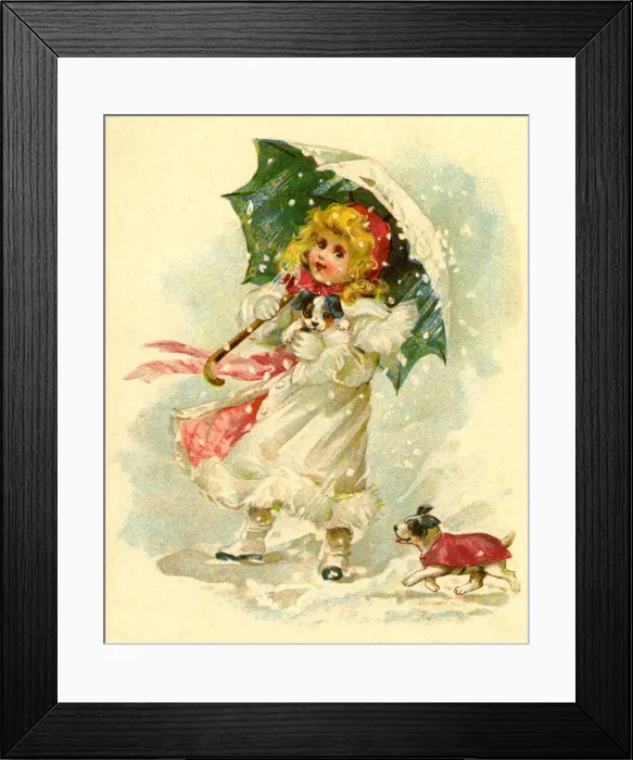 Framed Print : Young Girl with Puppies Framed Print : Young Girl with Puppies