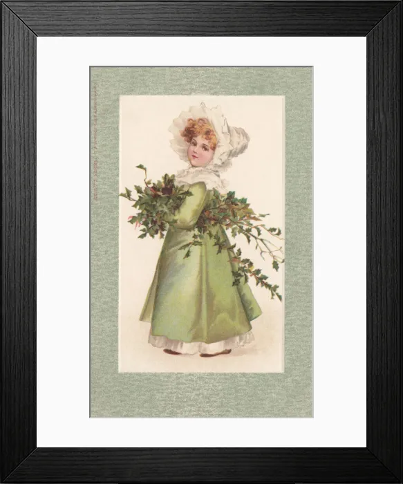 Framed Print : Young Girl with Holly Framed Print : Young Girl with Holly