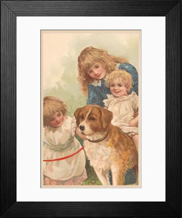 Framed Print : Children and a dog Framed Print : Children and a dog