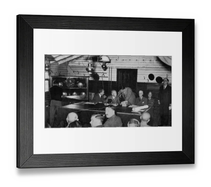 Framed Print : The foreman of the jury conferring with the Coroner in Sutton village hall where a Framed Print : The foreman of the jury conferring with the Coroner in Sutton village hall where a