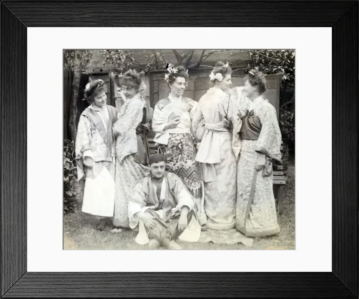 Framed Print : Men and women dressed up in Japanese costume Framed Print : Men and women dressed up in Japanese costume