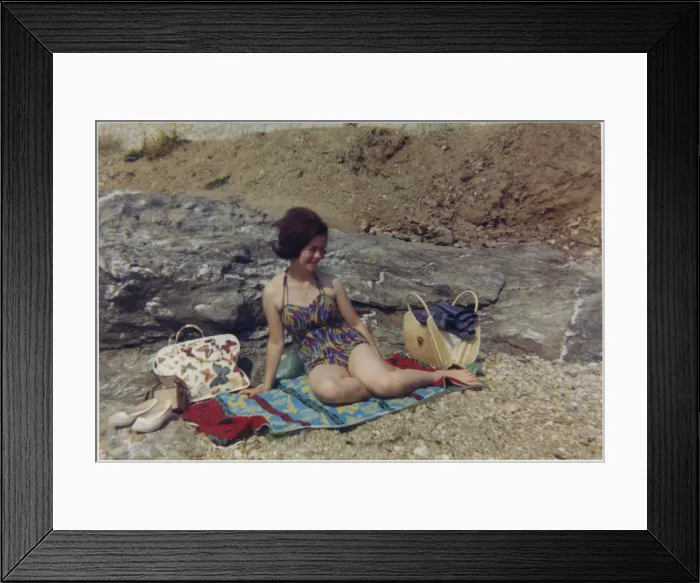 Framed Print : Pretty young lady - British beach - summertime Framed Print : Pretty young lady - British beach - summertime