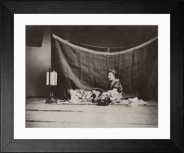Framed Print : Two young women and a mosquito net Framed Print : Two young women and a mosquito net