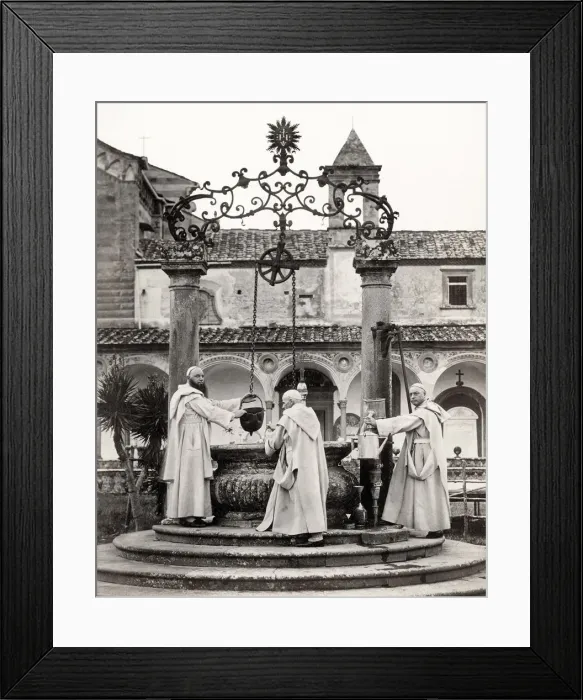 Framed Print : Monks at a monastery well, Florence, Italy Framed Print : Monks at a monastery well, Florence, Italy