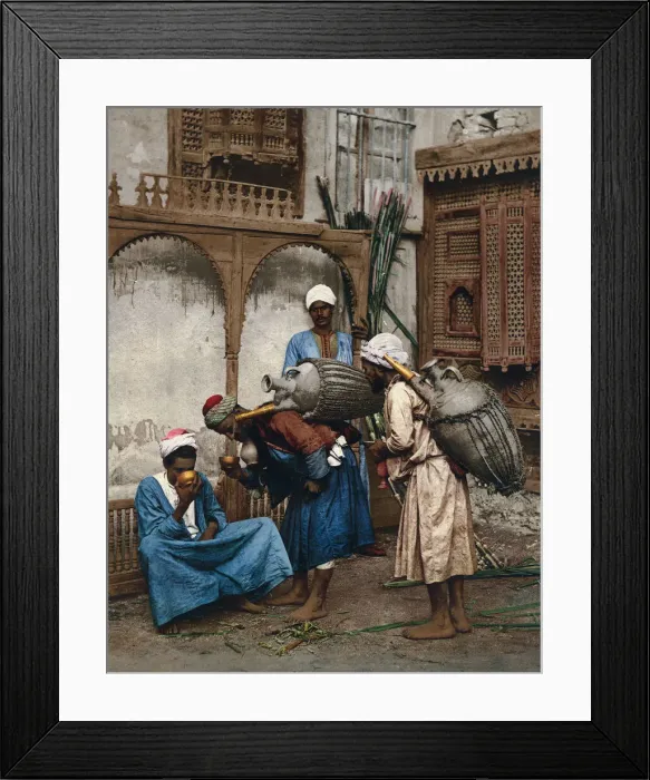 Framed Print : Water carriers with jars, Cairo, Egypt Framed Print : Water carriers with jars, Cairo, Egypt