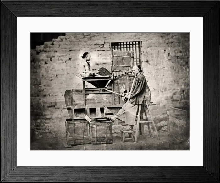 Framed Print : Cleaning tea with bellows, air fans, China Framed Print : Cleaning tea with bellows, air fans, China