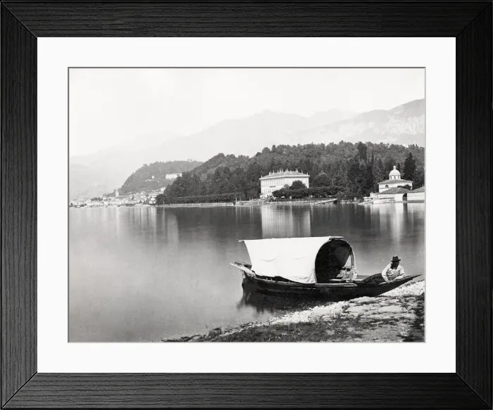 Framed Print : Boatman and boat, Italian Lakes, Italy Framed Print : Boatman and boat, Italian Lakes, Italy
