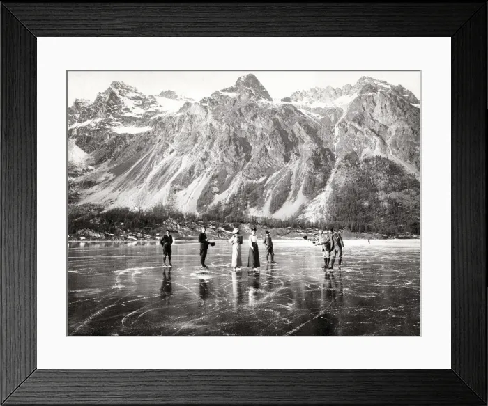 Framed Print : Ice Skating, Lake Maloya Framed Print : Ice Skating, Lake Maloya
