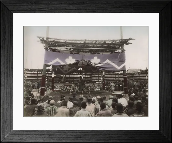 Framed Print : Large crowd watching sumo wrestling outdoor arena Framed Print : Large crowd watching sumo wrestling outdoor arena