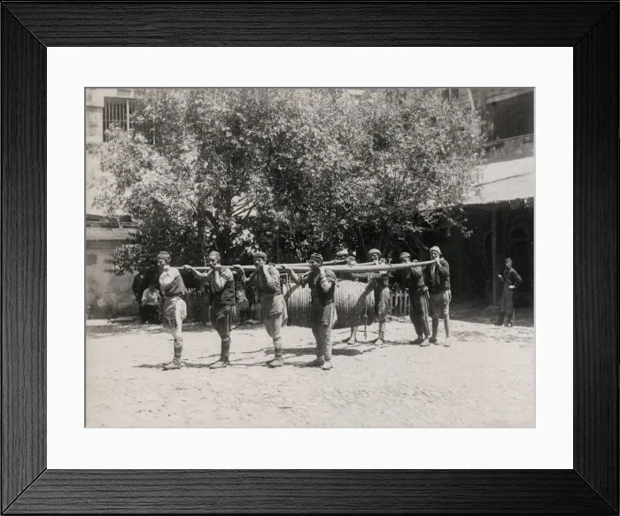 Framed Print : Carrying a wine or water barrel, Constantinople, Istanbul, T Framed Print : Carrying a wine or water barrel, Constantinople, Istanbul, T