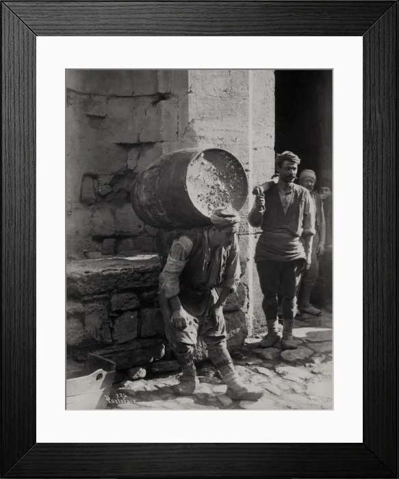 Framed Print : Turkish porter carrying barrel, Constantinople, Istanbul Tur Framed Print : Turkish porter carrying barrel, Constantinople, Istanbul Tur