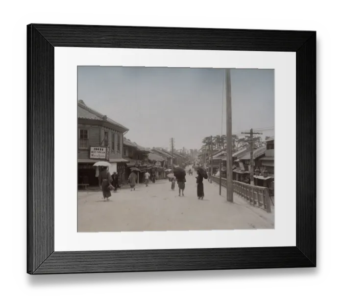 Framed Print : Street scene in Japan, showing a foreign wine shop Framed Print : Street scene in Japan, showing a foreign wine shop
