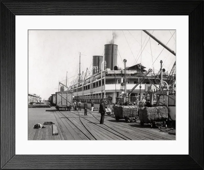 Framed Print : Ships loading at wharf Outer Harbour, Australia, c. 1900-1910 Framed Print : Ships loading at wharf Outer Harbour, Australia, c. 1900-1910
