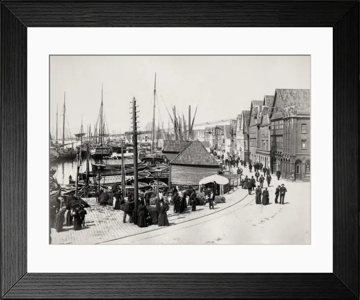 Framed Print : View of the harbour, Bergen Norway