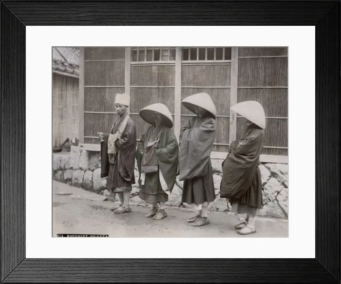 Framed Print : Row of Buddhist priests, Japan Framed Print : Row of Buddhist priests, Japan
