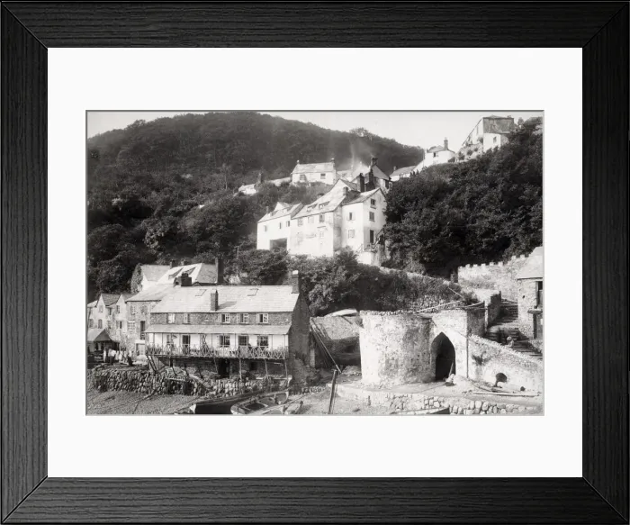 Framed Print : View of village of Clovelly from the quay, Devon, England Framed Print : View of village of Clovelly from the quay, Devon, England