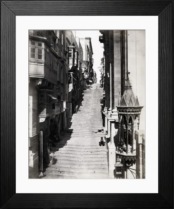 Framed Print : Steps up Strada St Giovanni street in Valletta Malta Framed Print : Steps up Strada St Giovanni street in Valletta Malta