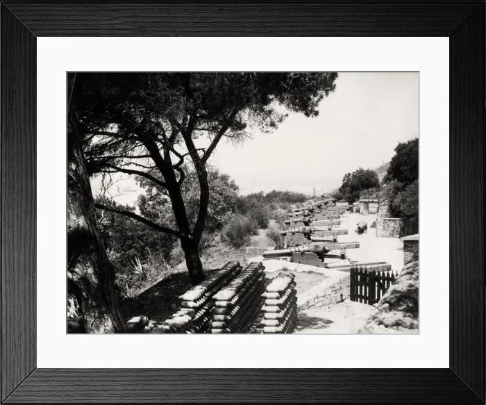Framed Print : British artillery battery on the heights above the sea, Gibr Framed Print : British artillery battery on the heights above the sea, Gibr