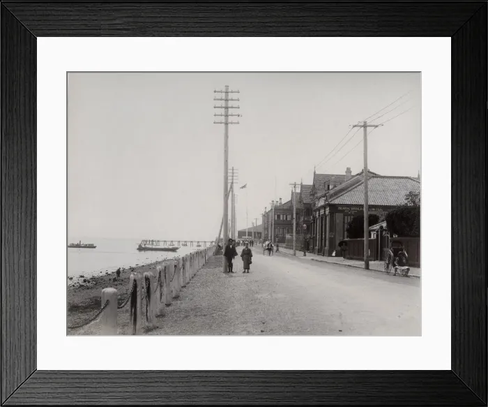 Framed Print : Pedestrians along the bund, Yokohama, Japan Framed Print : Pedestrians along the bund, Yokohama, Japan