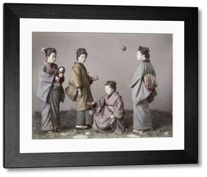 Framed Print : A group of young women playing with balls, Japan Framed Print : A group of young women playing with balls, Japan