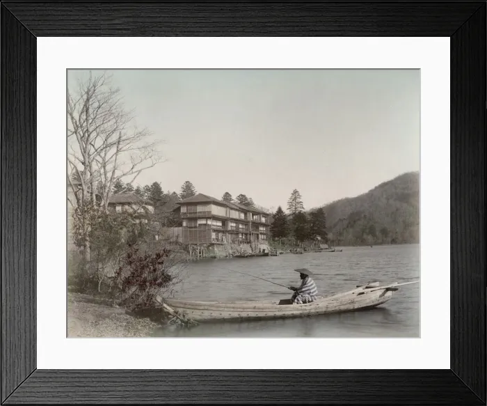Framed Print : Fisherman on Lake Chuzenji, Japan Framed Print : Fisherman on Lake Chuzenji, Japan