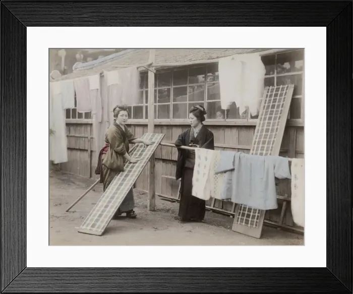 Framed Print : Women doing laundry in Japan Framed Print : Women doing laundry in Japan