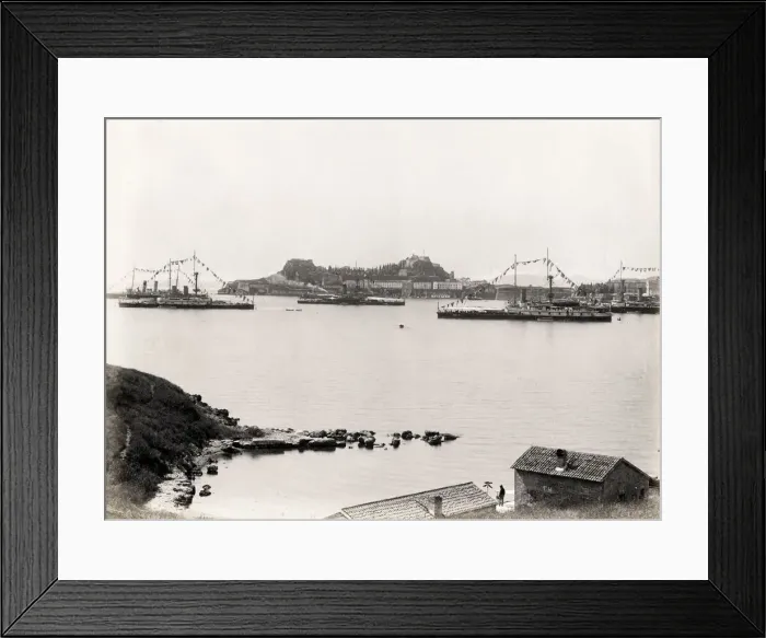 Framed Print : Ships in harbour, Mediterranean Sea, probably south of Franc Framed Print : Ships in harbour, Mediterranean Sea, probably south of Franc