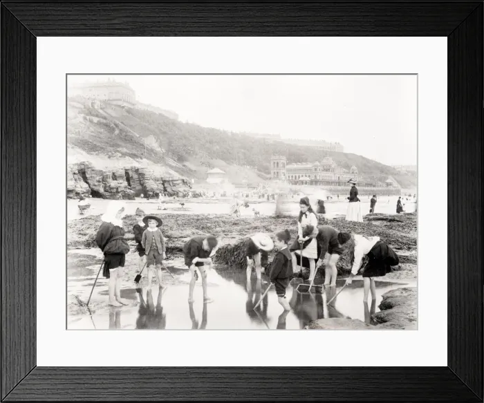 Framed Print : Children playing on the beach at Scarborough Yorkshire Framed Print : Children playing on the beach at Scarborough Yorkshire