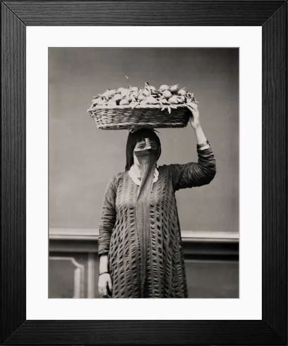 Framed Print : Orange merchant - woman with a basket of fruit Egypt Framed Print : Orange merchant - woman with a basket of fruit Egypt