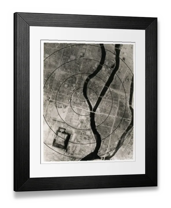 Framed Print : Aerial view of the city of Hiroshima, Japan, atom bomb 1945 Framed Print : Aerial view of the city of Hiroshima, Japan, atom bomb 1945