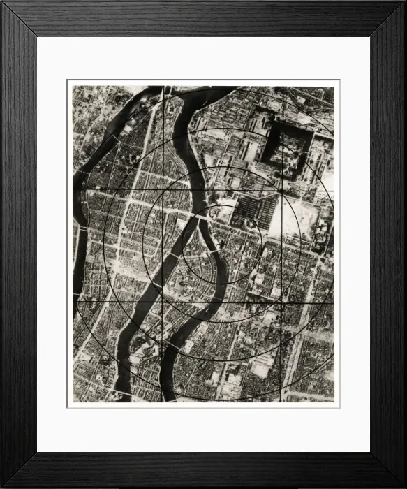 Framed Print : Aerial view of the city of Hiroshima, Japan, atom bomb 1945 Framed Print : Aerial view of the city of Hiroshima, Japan, atom bomb 1945