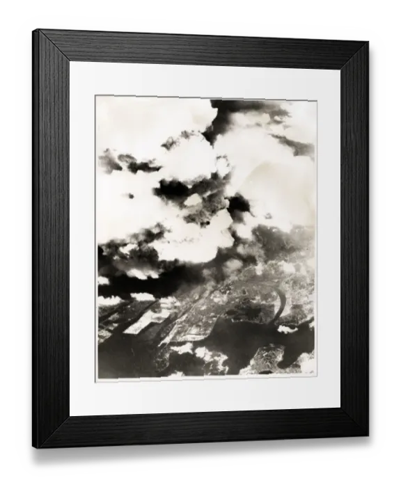 Framed Print : Aerial view of the city of Hiroshima, Japan, atom bomb 1945 Framed Print : Aerial view of the city of Hiroshima, Japan, atom bomb 1945