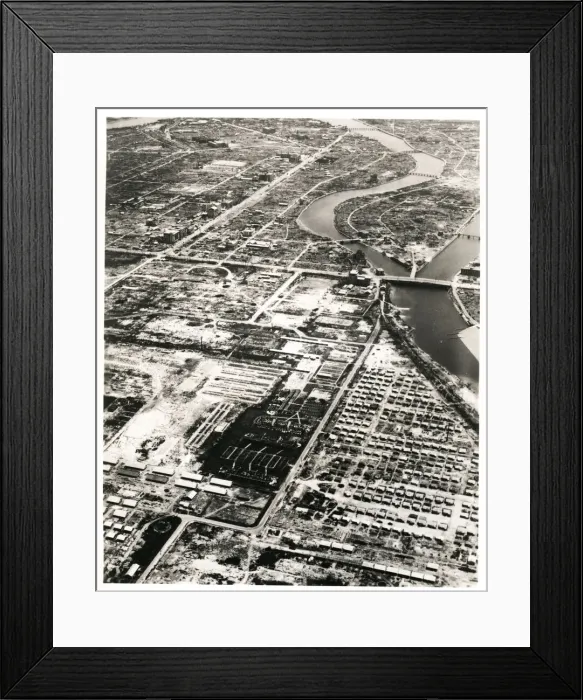 Framed Print : Aerial view of the city of Hiroshima, Japan, atom bomb 1945 Framed Print : Aerial view of the city of Hiroshima, Japan, atom bomb 1945