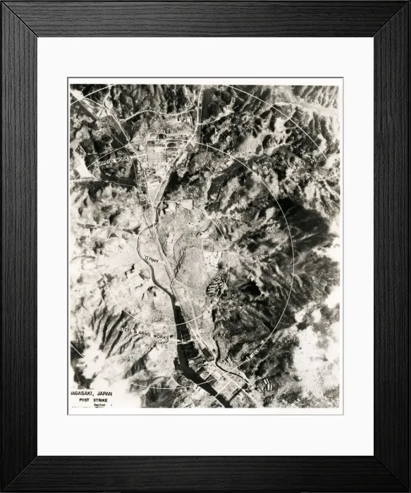 Framed Print : View of the city of Nagasaki Japan 1945, atomic bomb Framed Print : View of the city of Nagasaki Japan 1945, atomic bomb