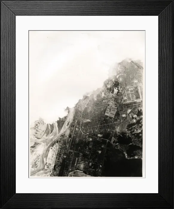 Framed Print : Aerial view of the city of Hiroshima, Japan, atom bomb 1945 Framed Print : Aerial view of the city of Hiroshima, Japan, atom bomb 1945