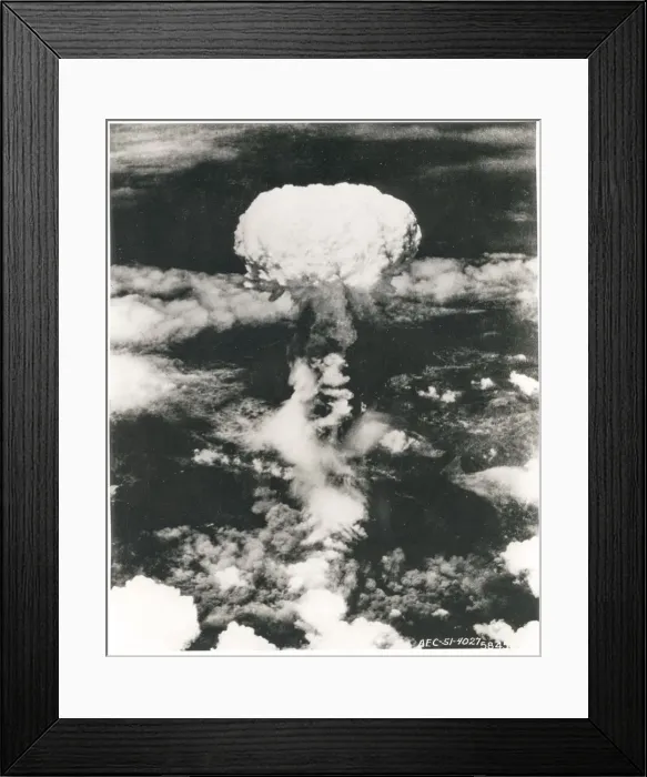 Framed Print : Mushroom cloud Nagasaki Japan in 1945, atomic bomb Framed Print : Mushroom cloud Nagasaki Japan in 1945, atomic bomb