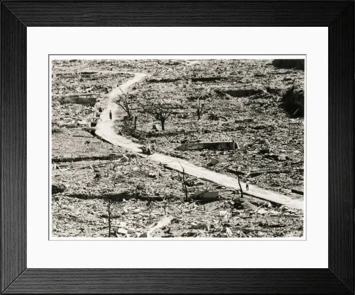 Framed Print : City ruins following atomic bomb Japan, WW II 1945 Framed Print : City ruins following atomic bomb Japan, WW II 1945