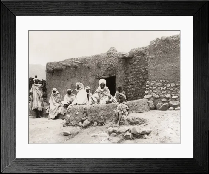 Framed Print : Arab men outside cafe, El Kantara, Biskra region, Algeria Framed Print : Arab men outside cafe, El Kantara, Biskra region, Algeria