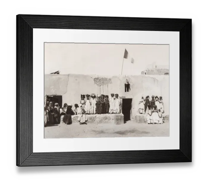 Framed Print : Group of women, Ouled Nail Algeria, French flag flying Framed Print : Group of women, Ouled Nail Algeria, French flag flying