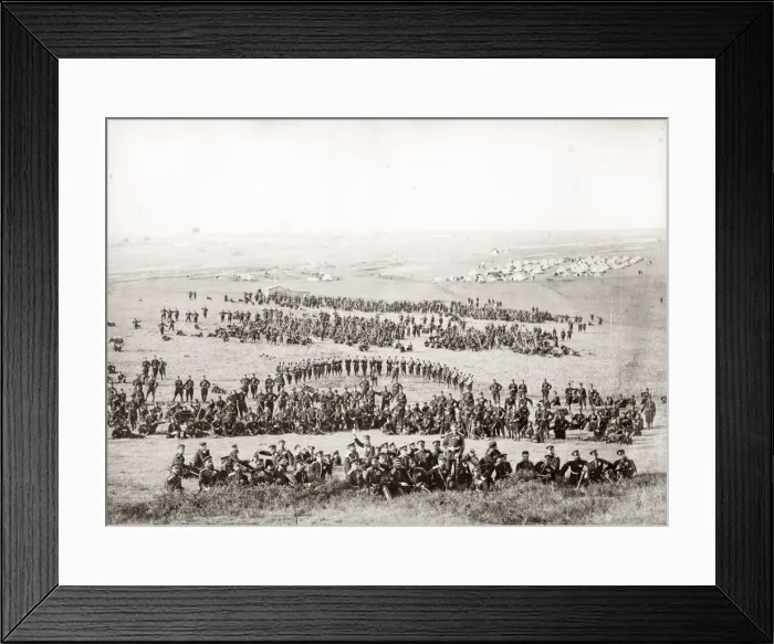 Framed Print : c. 1860s British army regiment camp and formation