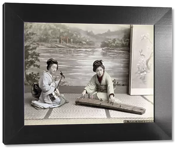 c. 1880s Japan - geishas playing musical instruments