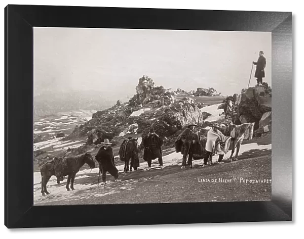 c. 1890s Mexico - travellers Popocatepetl volcano