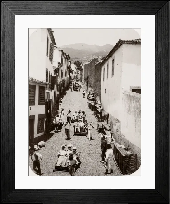 Framed Print : c. 1890s Portugal Madeira - sledges in the street Framed Print : c. 1890s Portugal Madeira - sledges in the street