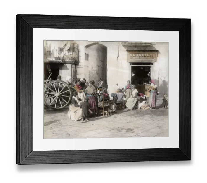Framed Print : c. 1880s Italy - street scene - outdoor restaurant Framed Print : c. 1880s Italy - street scene - outdoor restaurant