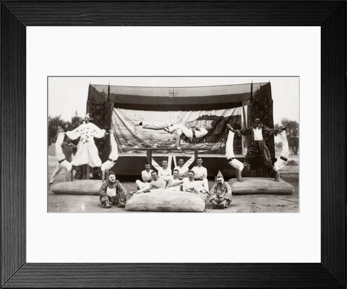 Framed Print : Acrobats, gymnasts and clown, 1st Hampshire Regiment Framed Print : Acrobats, gymnasts and clown, 1st Hampshire Regiment