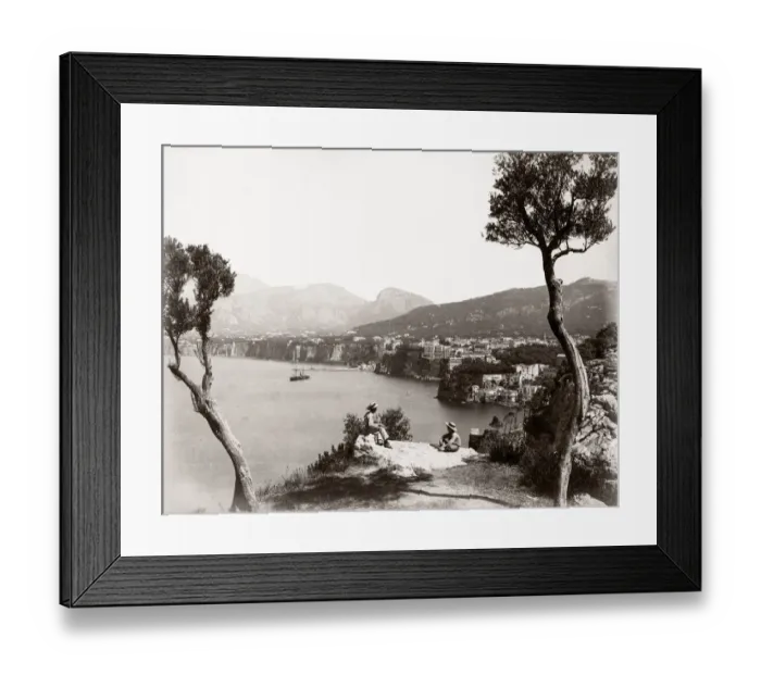 Framed Print : c. 1880s Italy - Amalfi coast Sorrento - hotels and beach Framed Print : c. 1880s Italy - Amalfi coast Sorrento - hotels and beach