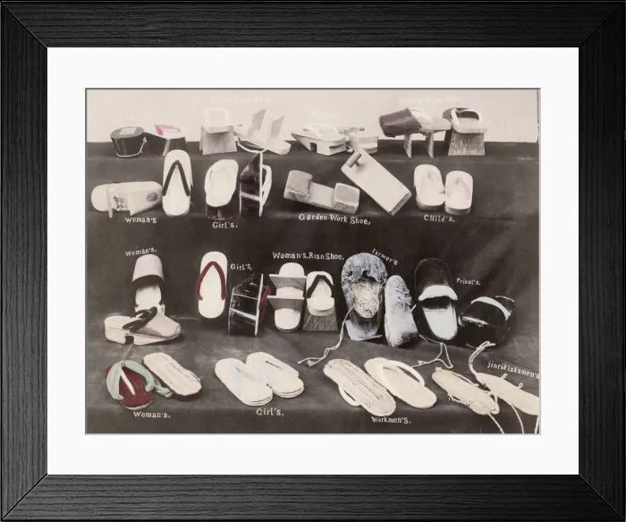Framed Print : Display of different Japanese shoe types Framed Print : Display of different Japanese shoe types