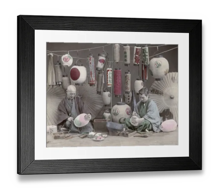 Framed Print : Paper lantern makers at work, Japan, studio setting Framed Print : Paper lantern makers at work, Japan, studio setting